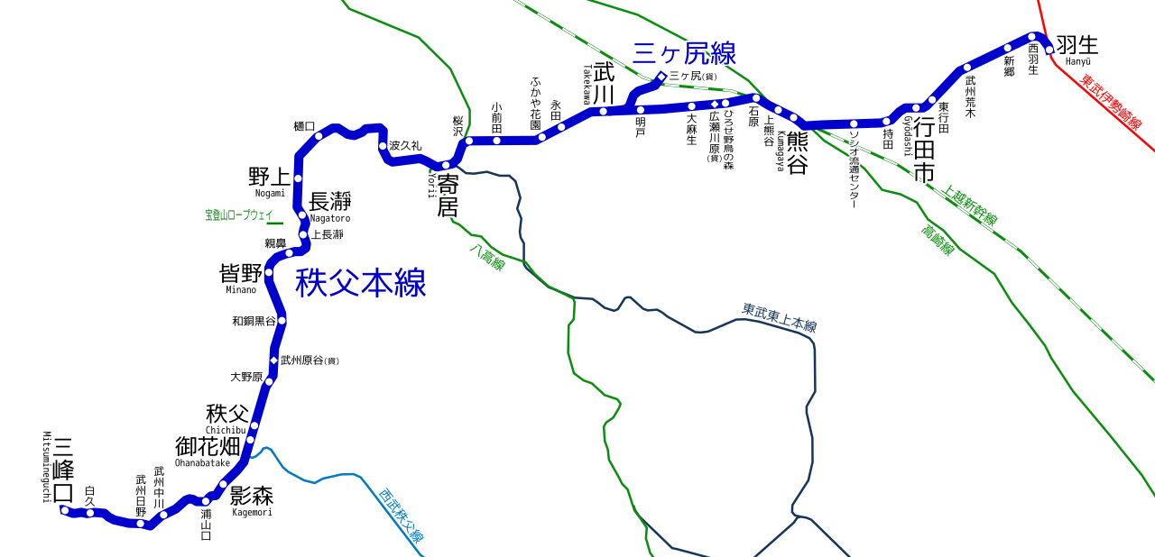 Chichibu Railway line map