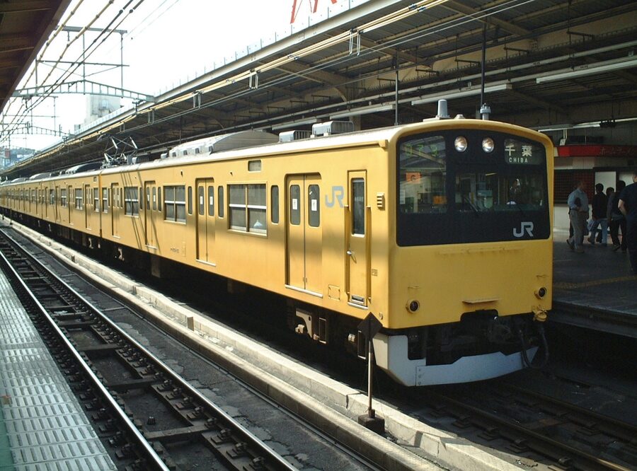 JR East 201 series at Akihabara on Chuo-Sobu Line in 2001