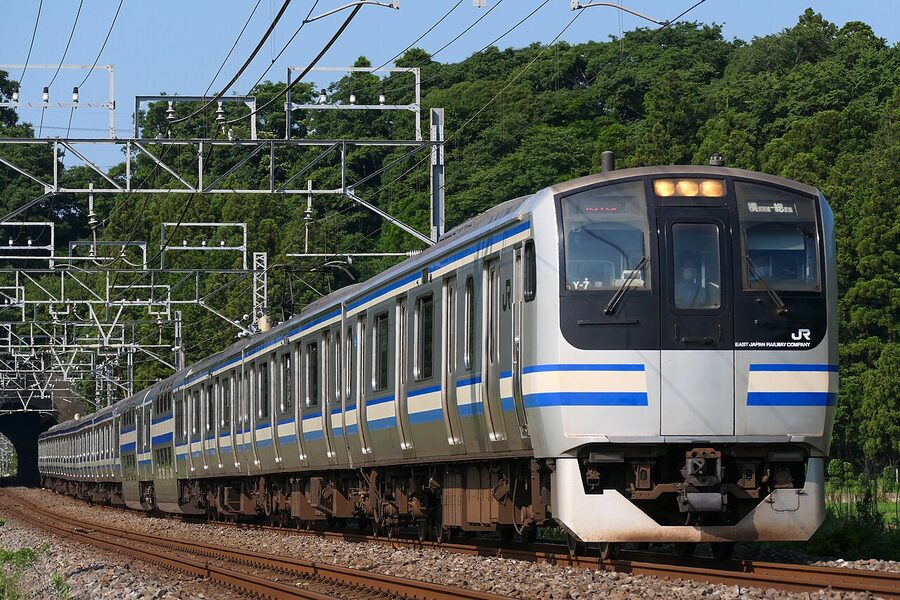 JR East E217 series on the Sobu Main Line bound for Yokosuka