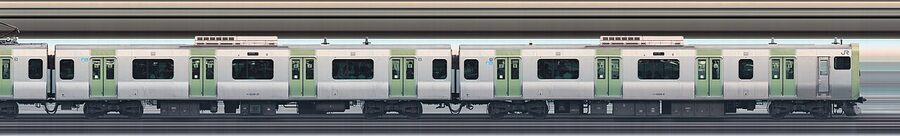 Line scan composition of E235 series Yamanote Line train at Shibuya