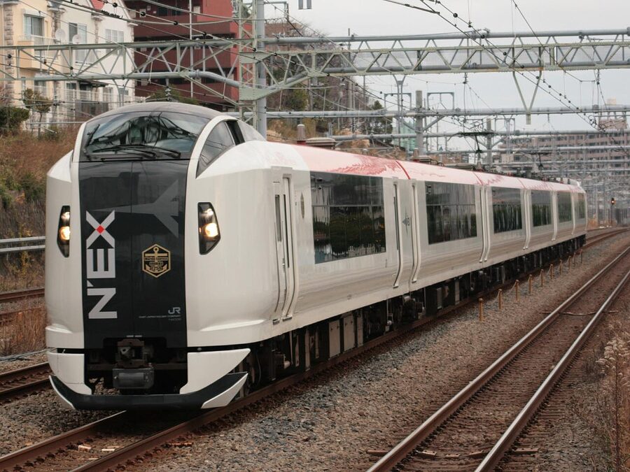 JR East E259 series on Marine Express Odoriko service near Shin-Koyasu