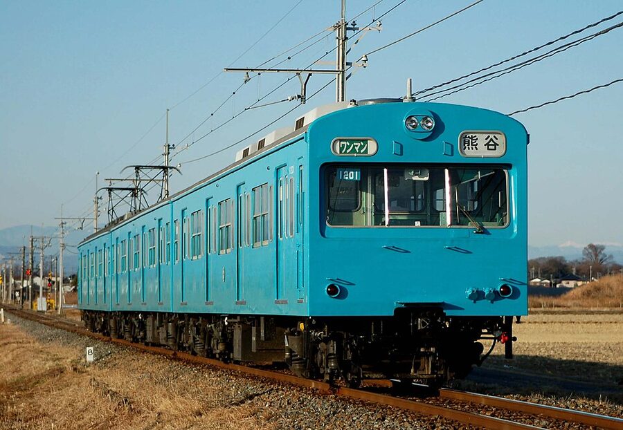 Chichibu Railway 1000 series in pale blue retro livery