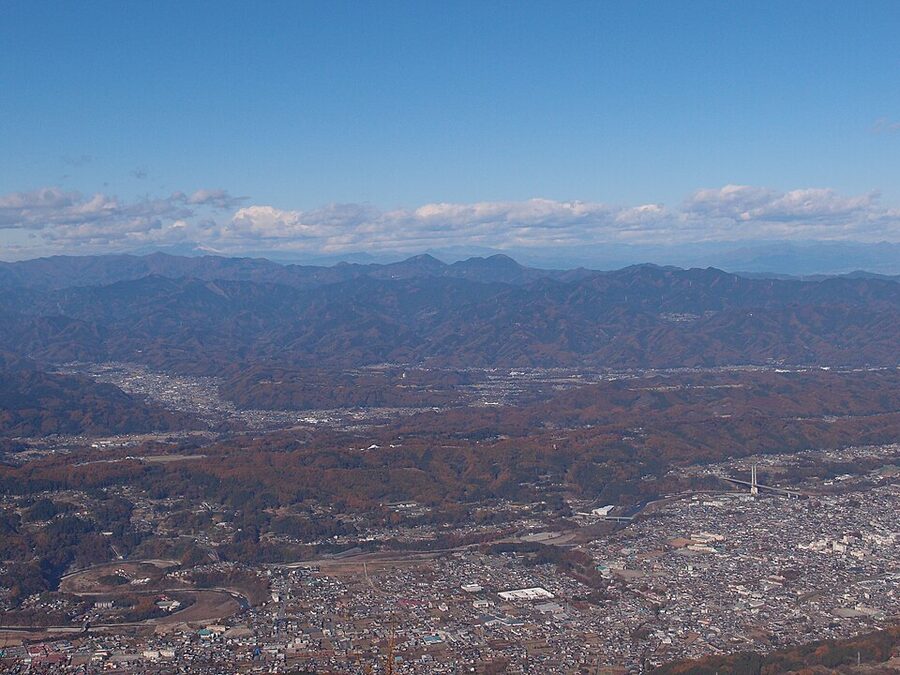 Mount Buko summit ridge above Chichibu, with limestone-cut north face visible