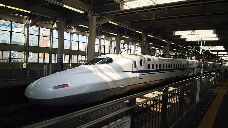 Shinkansen near Hiroshima on the Sanyo line