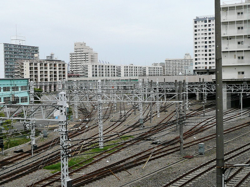 Toei Mita Line garage at Shimura with several 6300 series stabled