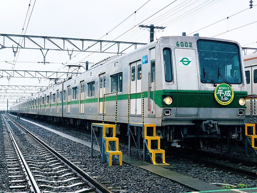 Preserved Tokyo Metro 6000 series 6002 car at the Ayase depot