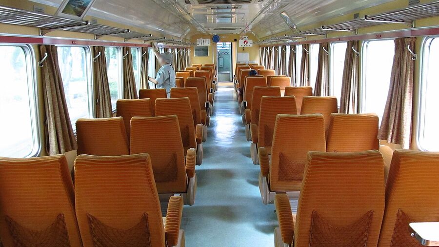 Tobu 1720 series interior preserved at Iwatsuki Castle Park