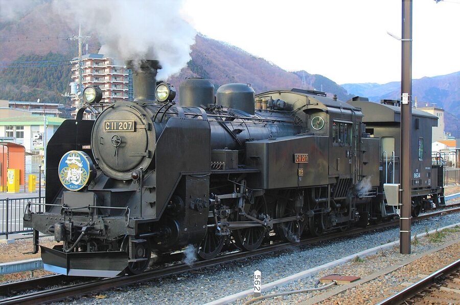 C11 207 steam locomotive on the SL Taiju at Kinugawa Onsen Station