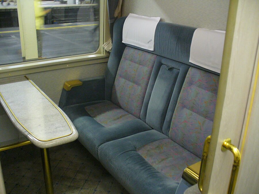 Tobu 100 Spacia private compartment interior at Shinjuku Station