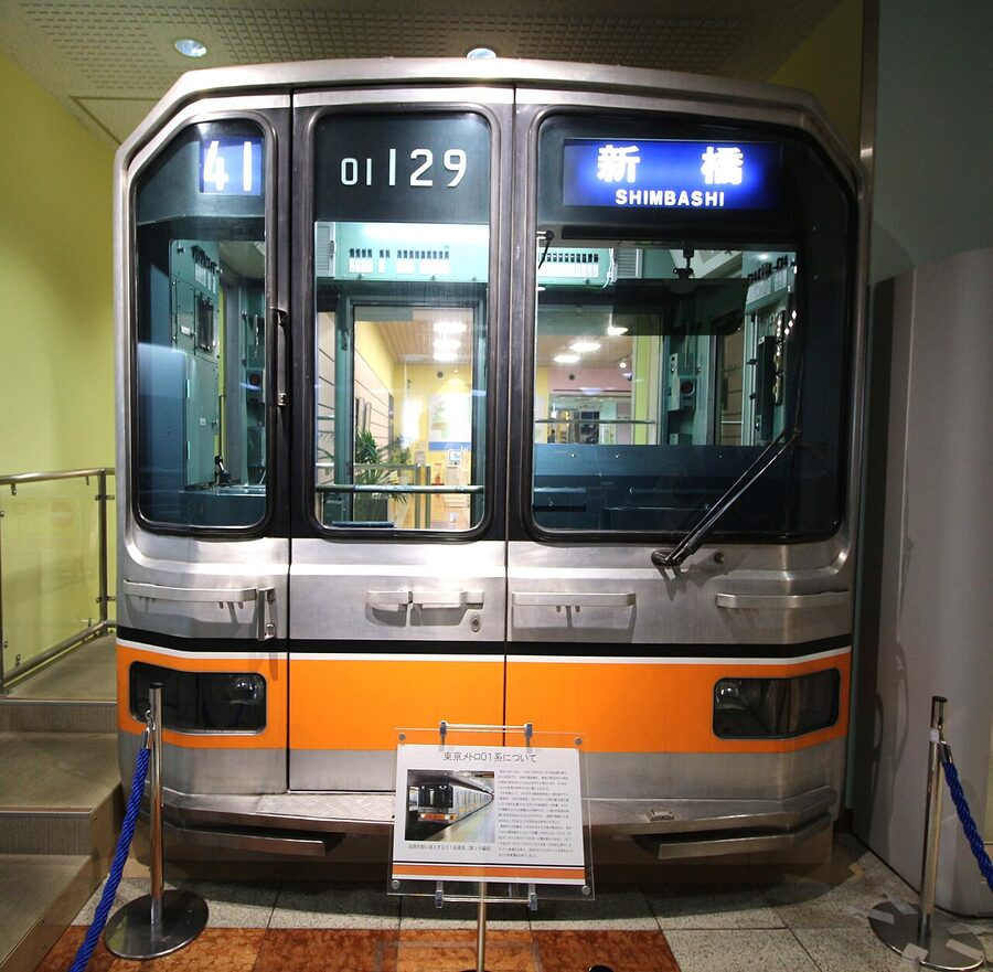 A preserved Tokyo Metro 01 series train at the Metro Museum