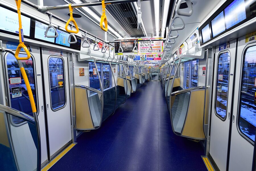 Interior of a Tokyo Metro 13000 series train