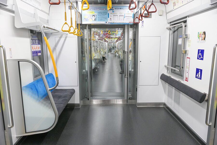Priority seats on a Tokyo Metro 17000 series train