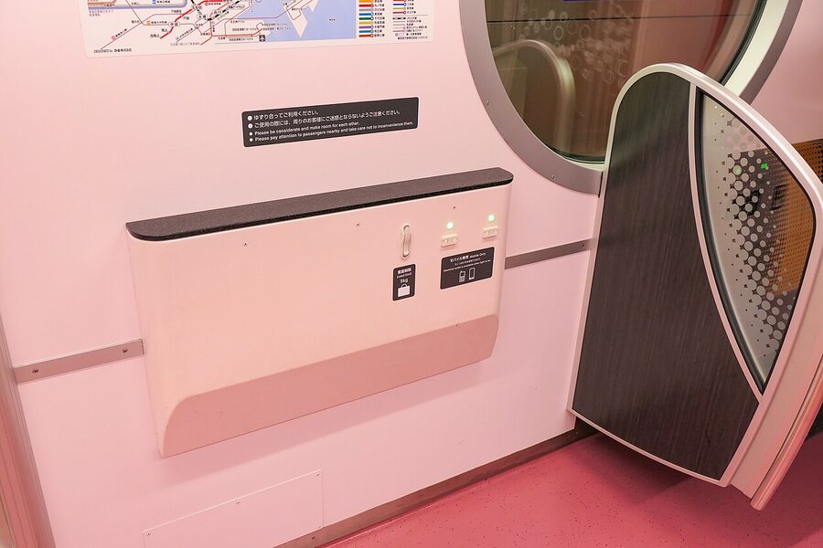 USB charging outlet on a Tokyo Metro 2000 series seat