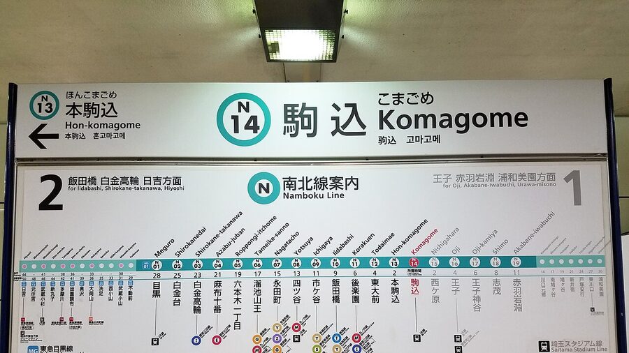 The Komagome Station Namboku Line sign
