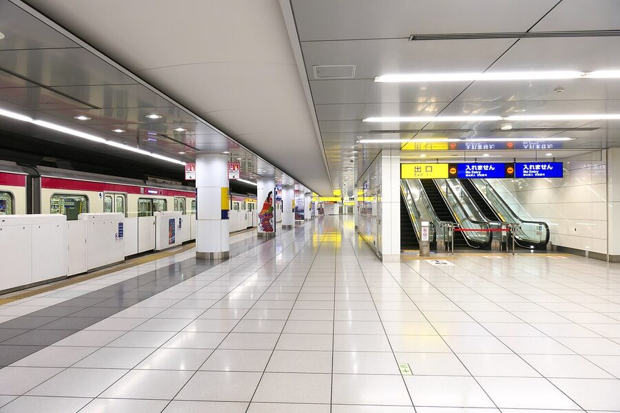 Haneda Airport Terminal 3 Station platform. Trains run as Airport Limited Express either out to Yokohama and the Main Li