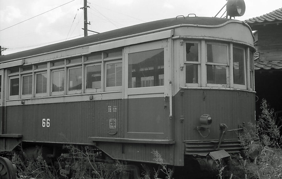 A former Keihin Electric Railway De13 streetcar, transferred after retirement to the Kotoden network on Shikoku and pres