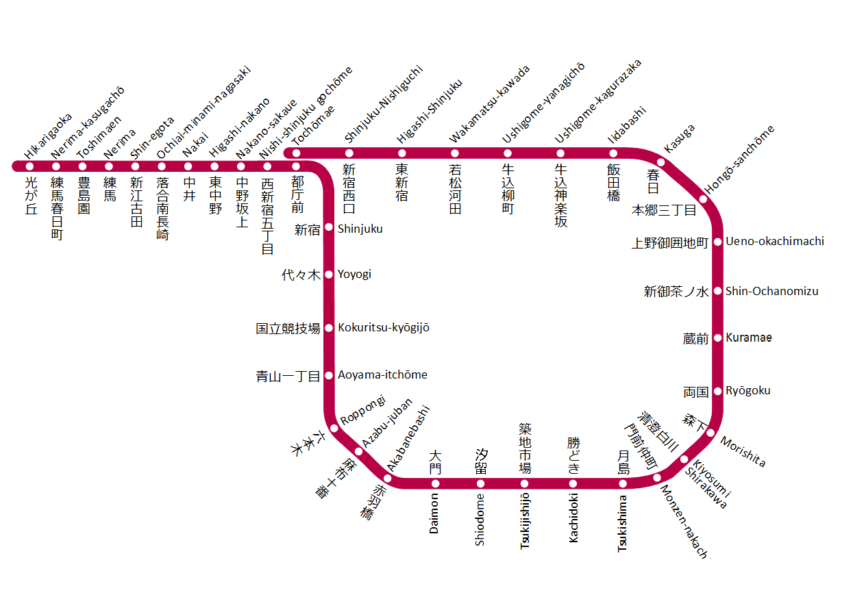 Toei Oedo Line route map