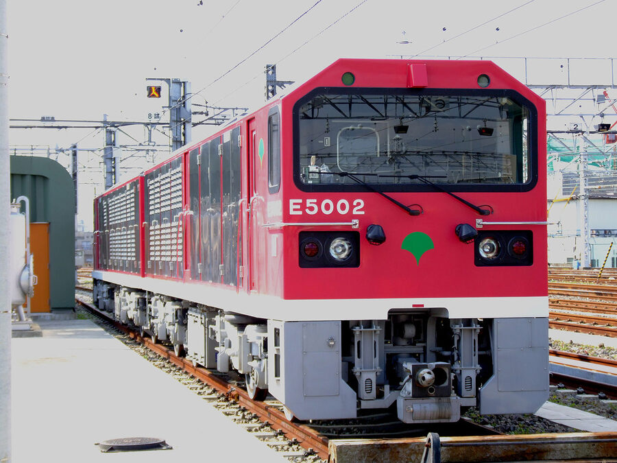 Toei E5000 series electric locomotive at Magome depot