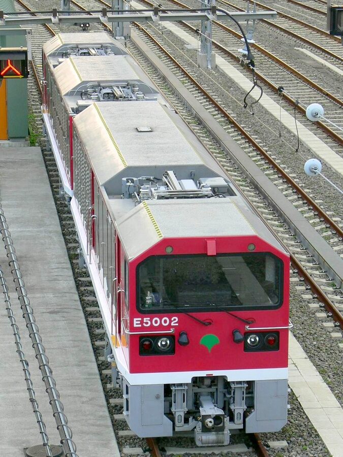 Toei E5000 electric locomotives at Magome depot