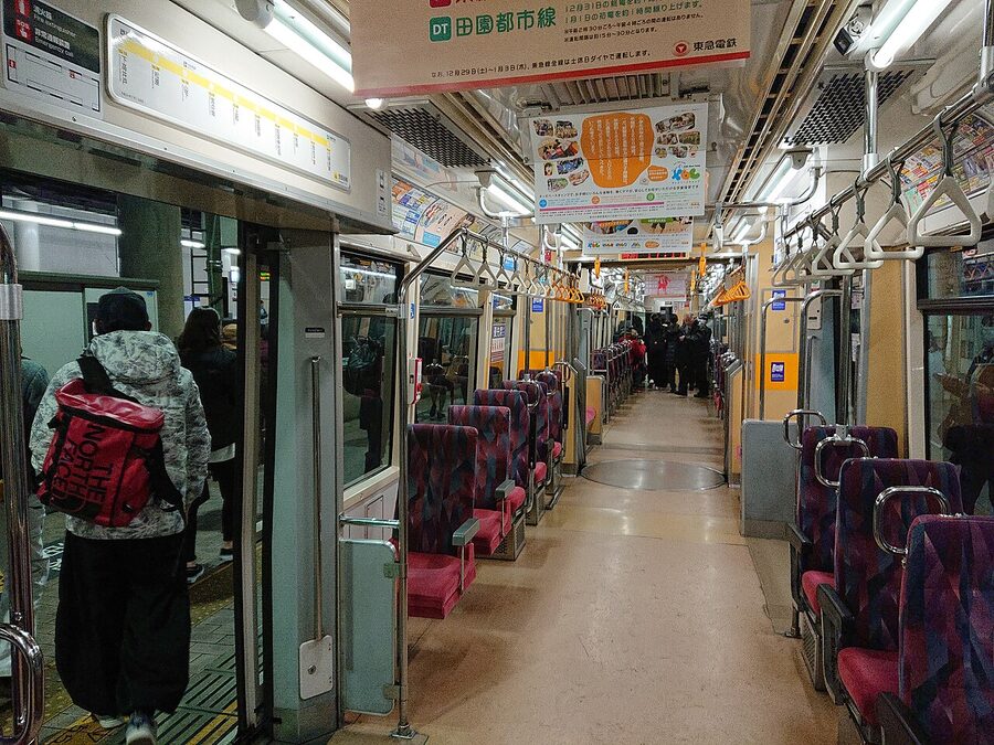 Interior of a Tokyu 300 series tram